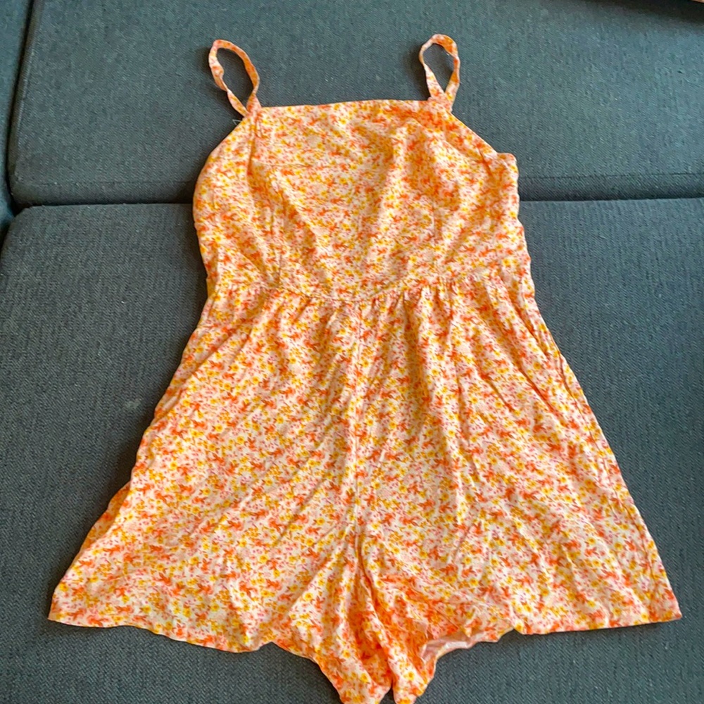 Pink floral romper